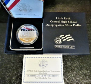 2007 Little Rock Proof Silver Dollar * As Issued * OGP w/Box & COA * - Picture 1 of 3