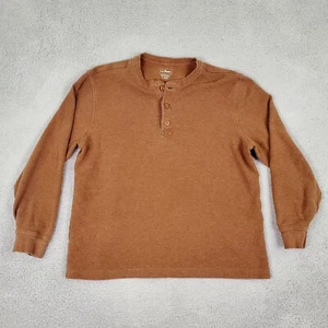 LL Bean Herren nicht schrumpfbares Mini Waffel Henley Hemd Large braun traditionelle Passform - Bild 1 von 11