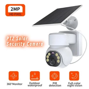 Full Color Solar Wireless Surveillance Camera PTZ Intercom CCTV Security Monitor - Picture 1 of 19