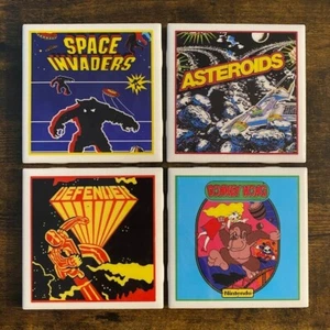 Classic 80's Arcade Video Game Coasters - Space Invaders, Asteroids, more - Picture 1 of 2