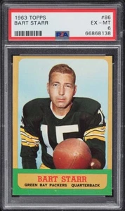 1963 Topps FB Card # 86 Bart Starr Green Bay Packers HOF PSA 6 EXMT - Picture 1 of 2