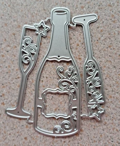 Troquel de corte para botella de vino y dos vasos 10,5 cms de alto NUEVO - Imagen 1 de 2