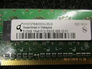 Qimonda - HYS72T64000HU3S-B -512mb ECC Server Memory PC2-5300E 512 MB 1Rx8 DDR2 - Picture 1 of 5