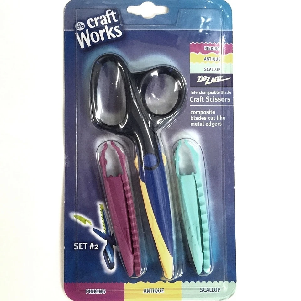 3-in-1 Interchangeable Blade Craft Scissors - Pinking / Antique / Scallop Edges - Image 1 of 1