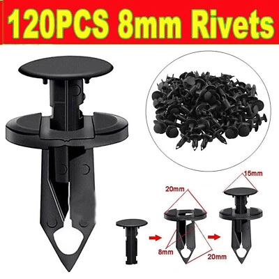 120PCS 8mm Auto Car Plastic Rivets Fastener Fender Push For Cadillac ATS CTS Foto 1 de 4