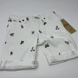 Polo Ralph Lauren Girls White Bermuda Shorts 4/4T Pony, P, Logo, Englewood - Picture 1 of 7