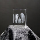 Kristallglas Figur - Pinguine - Glaswürfel, 3D Laser Cube, Deko Skulptur, LED