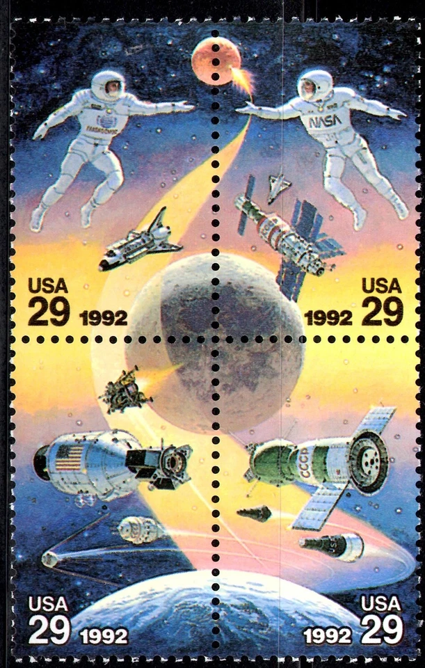 UNITED STATES SCOTT 2634a  SPACE ACCOMPLISHMENTS BLOCK OF 4 DIFFERENT MNH - Image 1 of 1