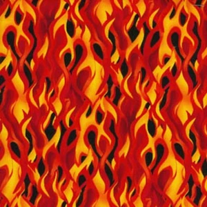 BTHY Red Orange Fire Flames Black Quilt Cotton Fabric By The Half Yard C7950 - Picture 1 of 2