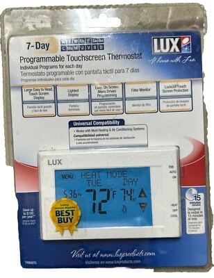 Lux Touchscreen Programmable Thermostat - White 2 Heat/1 Cool - TX9600TS NIB - Image 1 of 2