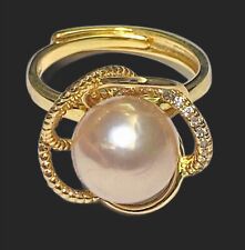 Flower 9.5 - 10mm Peach Gold Pink Eidson Cultured Round Pearl Ring Size 6
