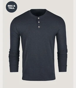 Nuovissima confezione da 10 magliette uomo Fresh Clean manica lunga Henley blu navy 2XLarge - Foto 1 di 1