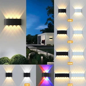 4/6/8/10/12W LED Wall Light Up Down Indoor Outdoor Sconce Lighting Lamp Fixture - Picture 1 of 42