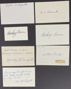 Brooklyn Dodgers Lot of 7 Signed Index Cards Mickey Livingston Mickey Owen (2) - Picture 1 of 2