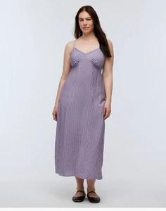 Madewell The Layton Midi Slip Dress Women's Size 6 in Whisper Violet Stripe NWT! - Picture 1 of 6