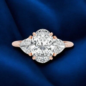 2.80 Ct IGI Certified Lab Created Diamond Oval Engagement Ring 18K Rose Gold - Picture 1 of 11
