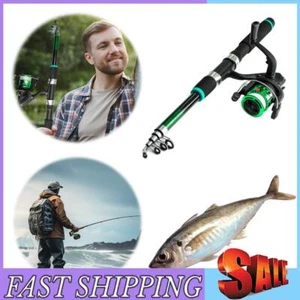 1.8M Lure Telescopic Fishing Rod Combo Spinning Reel 5.2 1 Gear Ratio (Green) - Picture 1 of 9