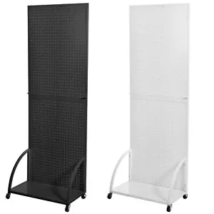 Pegboard Display Stand W/ Sturdy Base Black Pegboard Panels Display with Casters - Picture 1 of 10