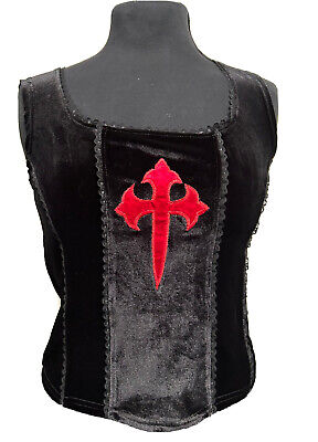 Women s Gothic Black Top With Red Cross One S...