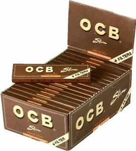 Brown OCB King size Slim Virgin Unbleached Rolling Paper & Filters  Papers +Tips - Picture 1 of 3