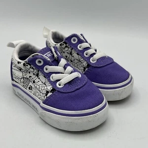 Vans Classic Slip On Color Me Baby Girls Sz 3 Purple Dogs Cats Shoes Sneakers - Picture 1 of 12