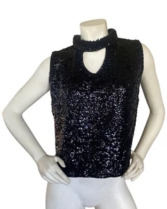 Vtg 1960s Jeri-Jo NY Special Occasion Top Silk Wool Sequin Sleeveless Keyhole M - Picture 1 of 7