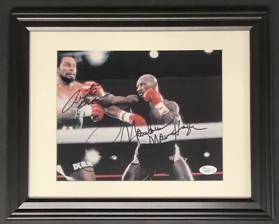 Marvelous Marvin Hagler Signed Photo 8x10 Boxing Roberto Duran Auto FRAMED JSA - Image 1 of 3
