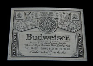 BUDWEISER KING OF BEERS BELT BUCKLE FANTASTIC DETAIL VINTAGE BERGAMOT PEWTER - Picture 1 of 2