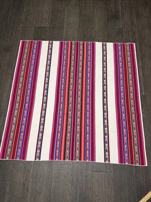 Vintage Aztec Bright Color Yoga Blanket Table Cloth Aguayo Peru - Image 1 of 4