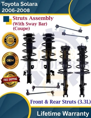 Puntales delanteros y traseros con barra estabilizadora para Toyota Solara 2006-2008 3,3 L garantía de por vida Foto 1 de 4
