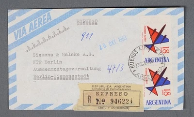 MayfairStamps Argentina 1963 Buenos Aires Registered to Berlin Germany Air Mail - image 1 of 2