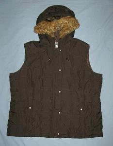 Chaleco con capucha acolchado marrón Gap imitación piel relleno de polietileno para mujer XXL EN MUY BUEN ESTADO - Imagen 1 de 7
