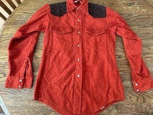 Camicia vintage anni 70 Duxbax Western Pearl Snap camoscio adulto piccola - Foto 1 di 11