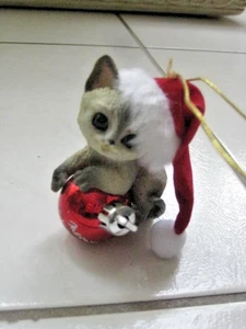Kätzchen Katze Miau Weihnachtsschmuck Calico Katze in Nikolausmütze 3" - Bild 1 von 6