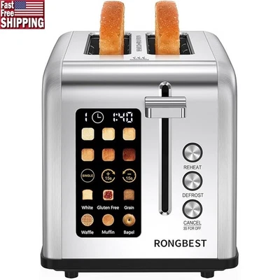 Touch Screen Stainless Steel Toaster W/ 6 Shade Levels Single Slice Mode New - Image 1 of 4