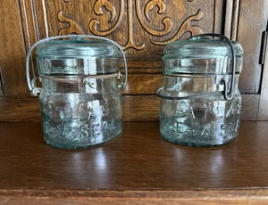 Atlas E-Z Seal Blue Canning Jar Vintage Glass Lid 1/2 Pint Farmhouse Decor set/2 - Picture 1 of 10