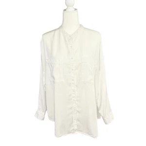Lou Grey for LOFT Chambray Langarmhemd mit Knopfleiste Damen M | weiß | gebraucht, in einwandfreiem Zustand - Bild 1 von 12
