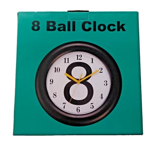8 Ball 11" Wall Clock Billiards Man Cave Game Room Barware by Matscot Int'l NEW - Picture 1 of 2