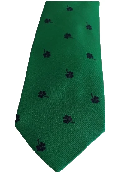 Cape Cod Neck Wear Lucky Green Necktie With Navy Blue Shamrocks St. Patricks Day - Image 1 of 3