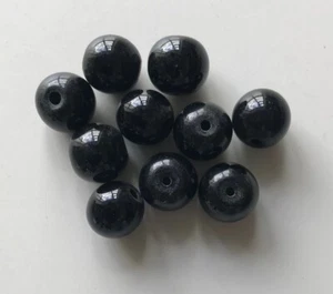 Pack of 10 Black Round 10mm Onyx Beads for Jewellery Making (IN09) - Picture 1 of 2