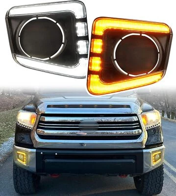 Luces DRL de parachoques delantero para Toyota Tundra 2014-2021 LED antiniebla bisel cubierta  Foto 1 de 4