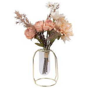 Ramo artificial de flores rosa seca con dalia arreglo floral decoraciones para el hogar - Imagen 1 de 4