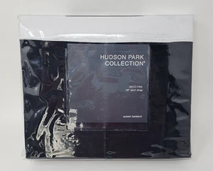 Hudson Park Collection Deco Fan Size Queen Bedskirt Bedding, Color Black/White - Picture 1 of 4