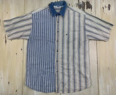 GITANO - Camisa de Patinaje Papá A Rayas Azules y Tostadas Años 90 De Colección, Para Hombre MEDIANA/GRANDE Foto 1 de 4