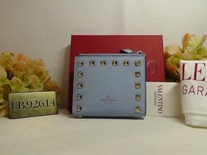 VALENTINO GARAVANI POPELINE BLUE Leather Bifold French Wallet***$490****NEW* - Picture 1 of 15