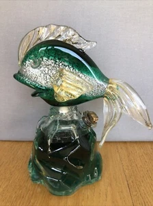 Murano Venetian Glass GIROLAMO LUXARDO Wine Fish Decanter Emerald Green VTG 1969 - Picture 1 of 12