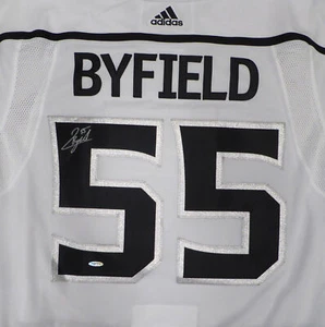 Kings Quinton Byfield Autographed Signed White Adidas Jersey UDA Holo #BAM174191 - Picture 1 of 6