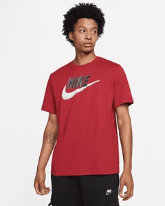 Nike T-Shirt Men's L Red Center Swoosh Activewear Workout Running Sportswear - Picture 1 of 3
