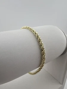 14ct Yellow Gold Rope Bracelet - 3.3mm Wide - 7.5 Inches - Fully Hallmarked - Picture 1 of 10