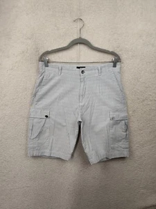 Calvin Klein Men Short 32 Blue Striped 100% Cotton Straight Regular Fit Cargo - Picture 1 of 20
